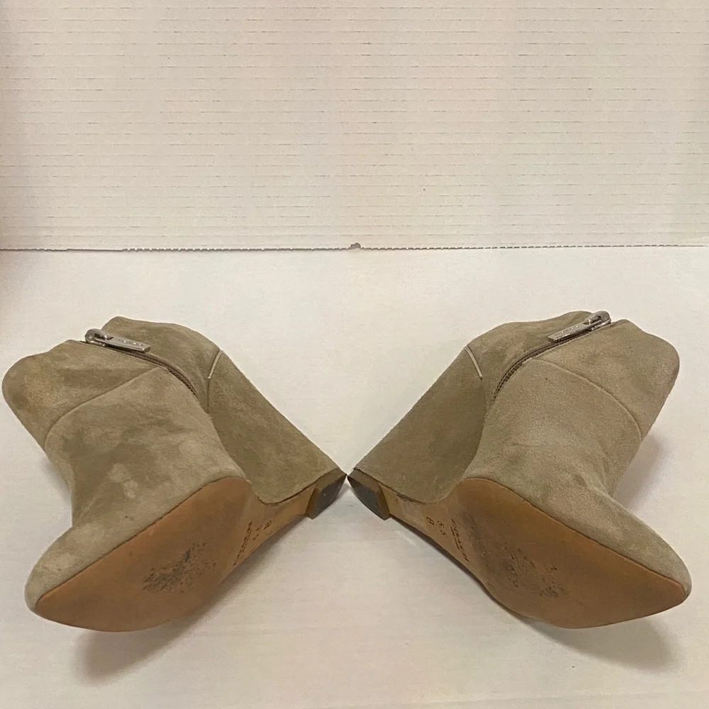 Coach Oakdale Bootie Slate suede/leather wedge booties size 5.5